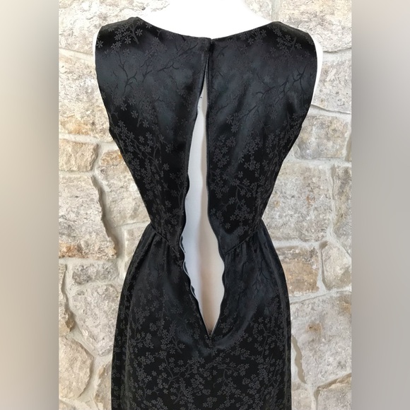 Vintage 50s Black Floral Brocade Dress Set with Kitten Bow Waist Audrey Hepburn - Picture 16 of 16